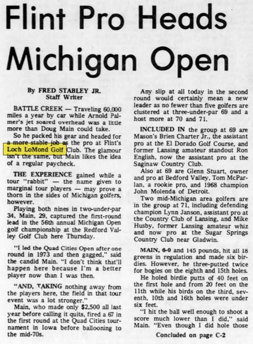 Loch Lomond Golf Club - Aug 1975 Article (newer photo)